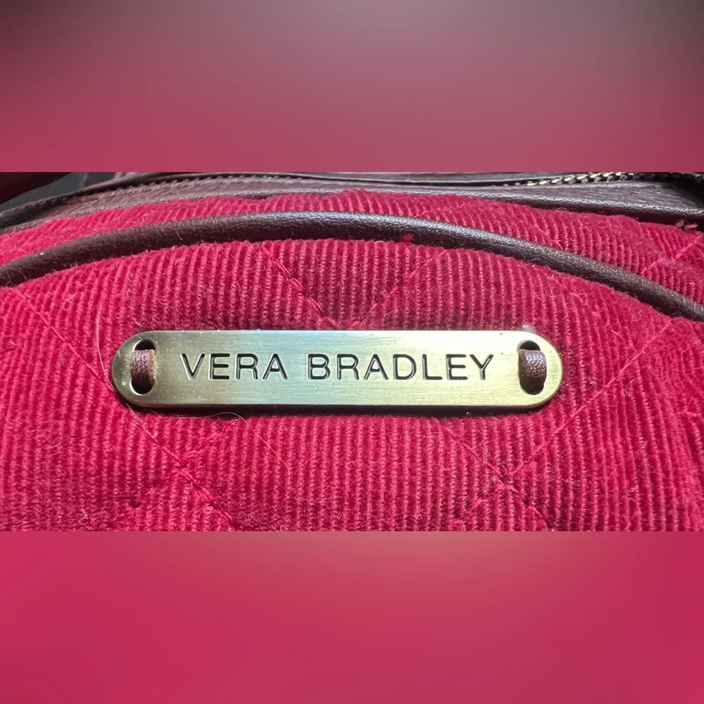 VTG Vera Bradley Red Quilted Corduroy Satchel & Matching Wallet Equestrian/Prep